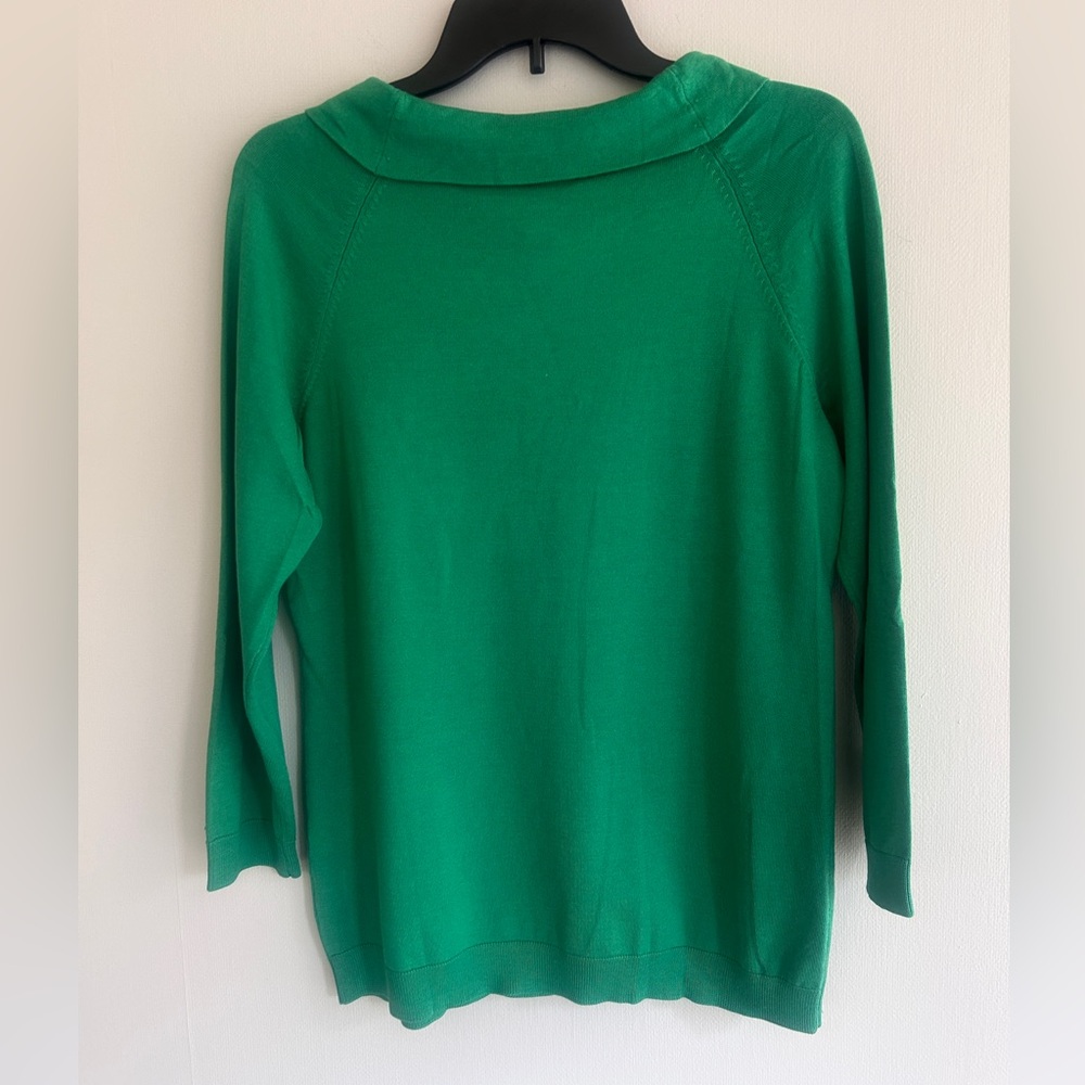 PENDLETON Kelly Green Bow Neck Silk Blend Sweater Retro Preppy Old Money | Sz M - Picture 10 of 12